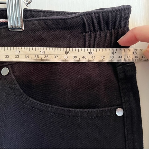 𝅺saint James Woman's Denim "1889"Jeans Size 14 Straight Leg Side Elastic Black - Picture 10 of 13